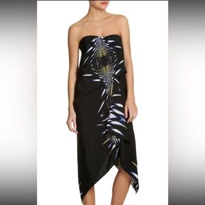BCBGMaxAzria Black and Blue Strapless Dress